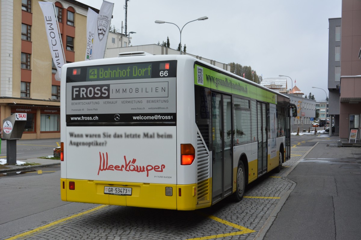 Am 15.10.2015 fährt GR-53473 auf der Linie 4. Aufgenommen wurde ein Mercedes Benz Citaro / Zentrum Davos.