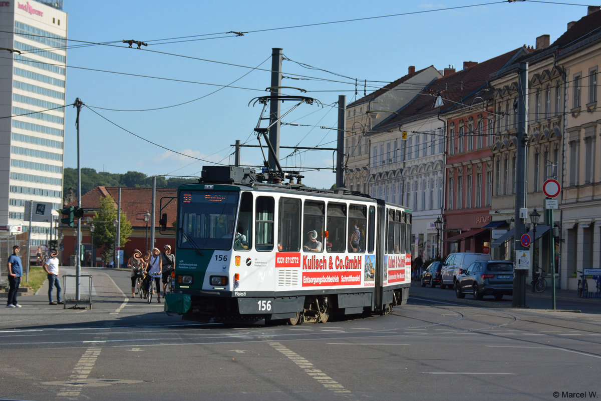 Am 26.07.2018 fuhr diese Tatra  156  auf der Linie 91 durch Potsdam. 