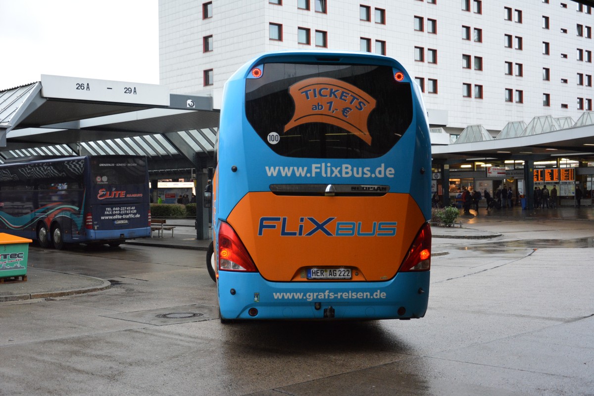 HER-AG 222 (Neoplan Cityliner / Flixbus) unterwegs am 10.01.2015 nach Köln. Aufgenommen am ZOB in Berlin. 