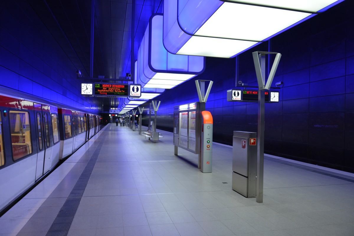 U-Bahnhof Hamburg Hafen City Universität. Aufgenommen am 11.07.2015.