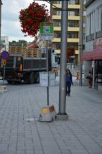 Ersatzhaltestelle in der Innenstadt von Eskilstuna am 17.09.2014.