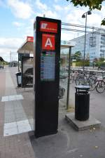 Bushaltestelle Bahnhof Eskilstuna am 17.09.2014. Aufgenommen wurde ein Volvo 7700 CNG.
