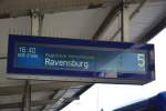 Zugzielanzeiger - Friedrichshafen Stadt - Gleis 5. Aufgenommen am 07.10.2015. 