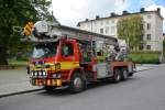 schweden/380198/scania-feuerwehr-mit-drehleiter-steht-am Scania Feuerwehr mit Drehleiter. Steht am 10.09.2014 in der Innenstadt von Uppsala. 