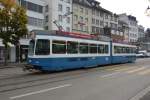 tram-2000/479497/am-14102015-faehrt-diese-tram-2000 Am 14.10.2015 fährt diese Tram 2000 '2014' auf der Linie 15 durch Zürich. Aufgenommen in Zürich Limmatquai.
