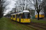 gt6n/397861/am-10012015-faehrt-diese-strassenbahn-der Am 10.01.2015 fährt diese Straßenbahn der BVG (GT6N (2024)) auf der Linie 50 zur Guyotstraße, Aufgenommen in Berlin Osram-Höfe.

