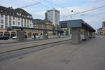 Straßenbahnhaltestelle, Basel Badischer Bahnhof. Aufgenommen am 13.10.2015.
