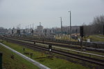 Blick auf die Gleise vor dem Bahnhof U-Bahnhof Hönow. Aufgenommen am 26.02.2016.