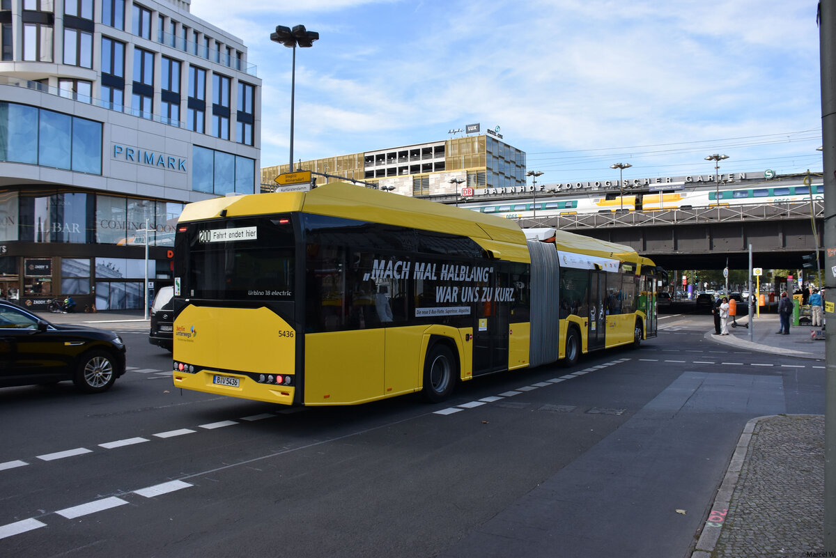 03.10.2020 | Berlin - Zoologischer Garten | BVG | B-V 5436 | Solaris Urbino 18 electric  | 