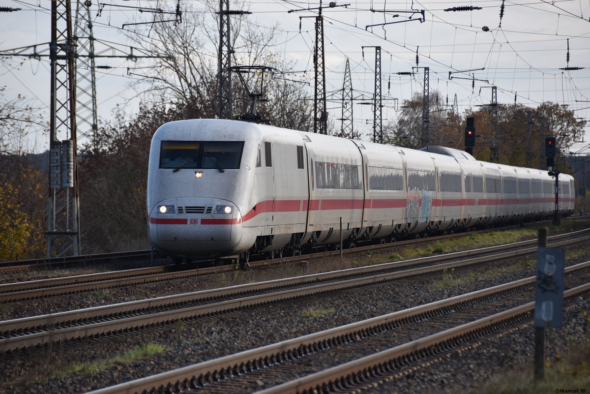 16.11.2020 | ICE 795 (Berlin-Bitterfeld-Leipzig) | Durchfahrt Bahnhof Saarmund | BR 401  Tz 154   Flensburg  |
