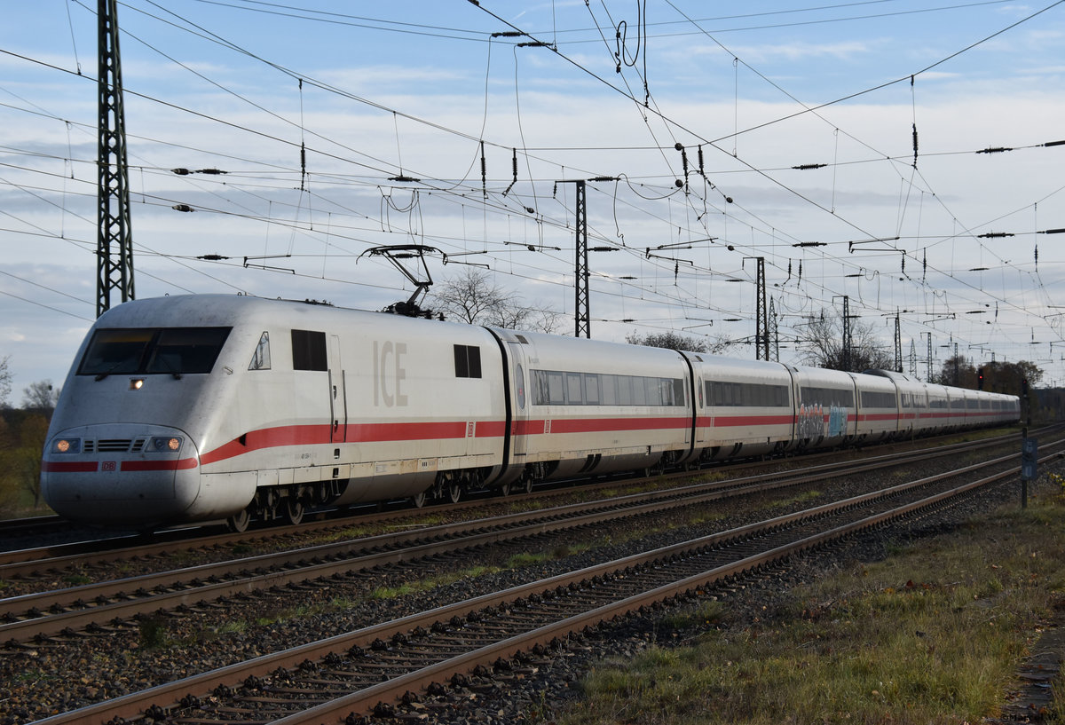 16.11.2020 | ICE 795 (Berlin-Bitterfeld-Leipzig) | Durchfahrt Bahnhof Saarmund | BR 401  Tz 154   Flensburg  |