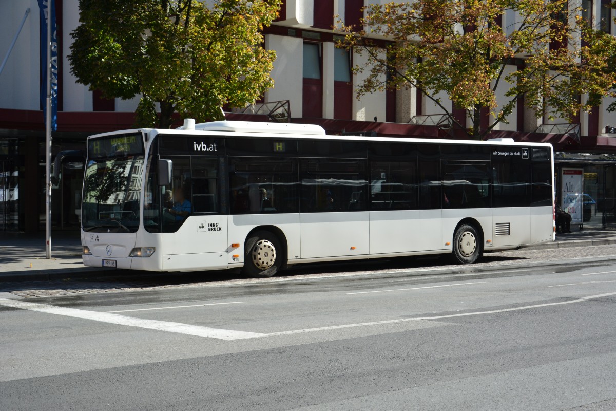Am 12.10.2015 fährt I-914IVB auf der Linie H durch Innsbruck. Aufgenommen wurde ein Mercedes Benz Citaro Facelift.