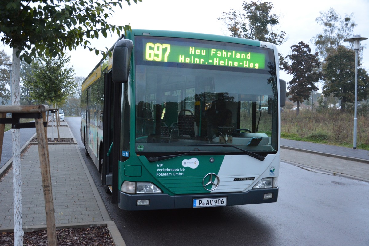 Am 15.10.2014 steht P-AV 906 (Mercedes Benz O530) am Jungfernsee in Potsdam.