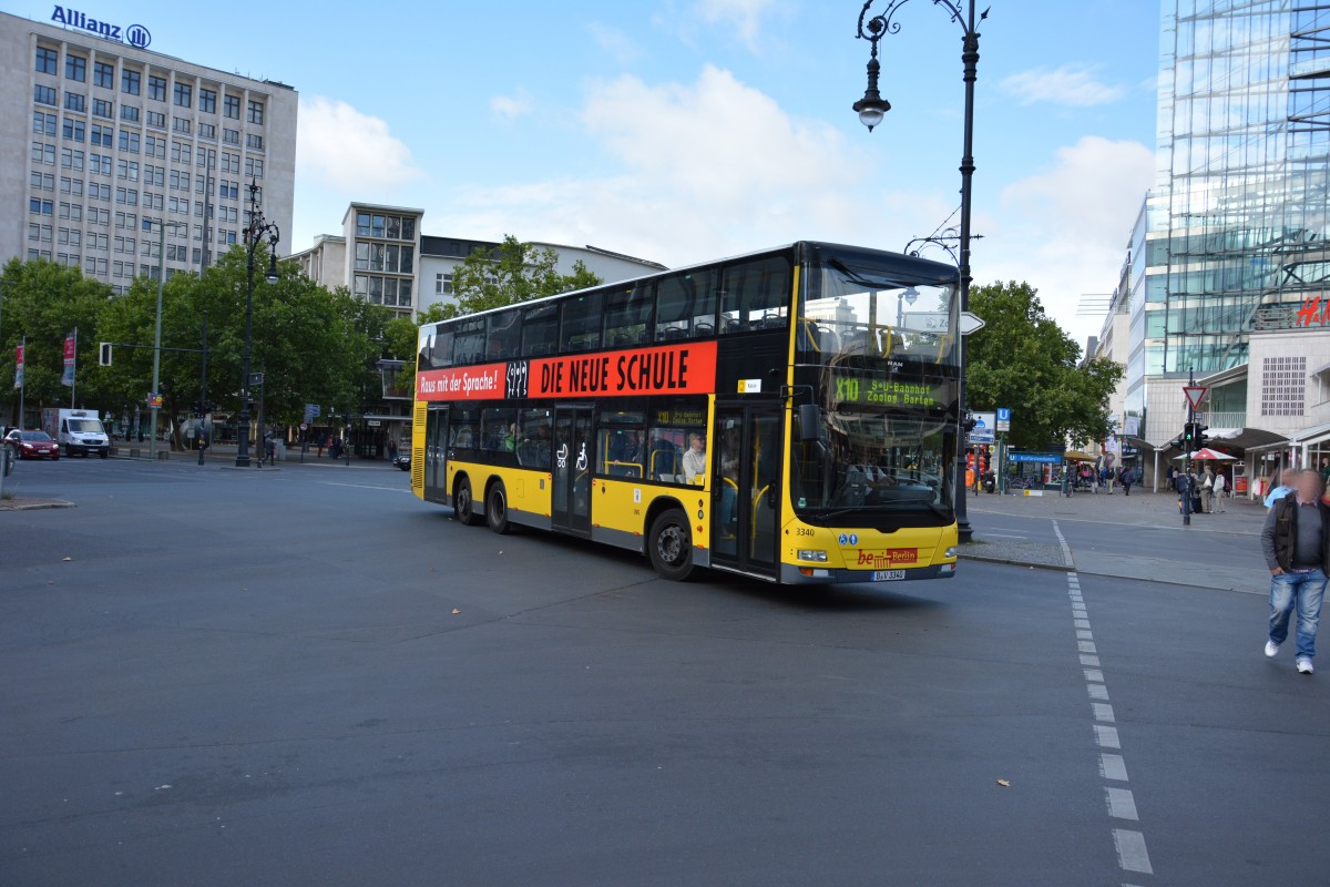 Am 16.08.2014 fährt B-V 3340 auf der Linie X10. Aufgenommen am Kurfürstendamm.