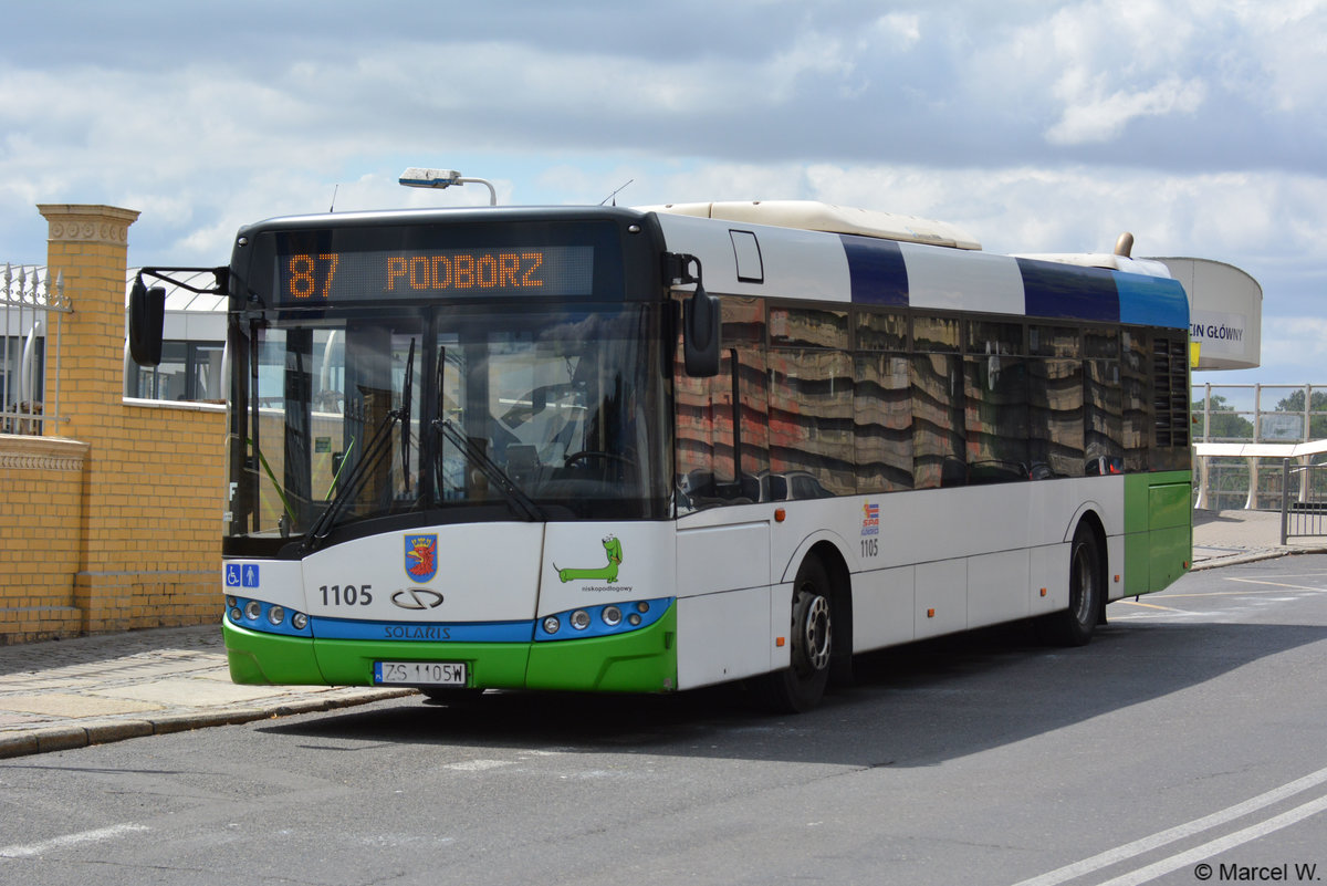 Am 23.06.2018 fuhr ZS-1105W auf der Linie 87 durch Stettin. Aufgenommen wurde ein Solaris Urbino 12. 