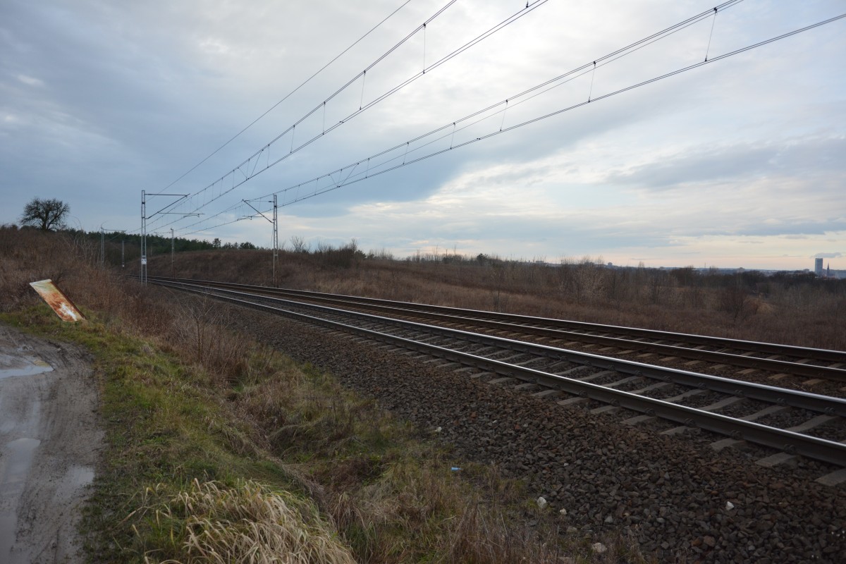 Aufnahme des Streckenabschnitt 476,3 und Haltepunkt Slubice. Aufgenommen am 16.01.2015.