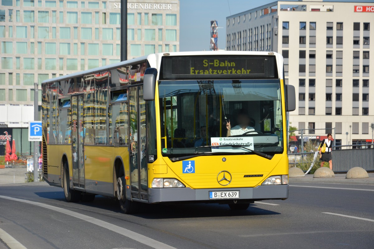 B-EX 639 fährt am 18.07.2015 für die S-Bahn Berlin Schienenersatzverkehr. Aufgenommen wurde ein Mercedes Benz Citaro / Berlin Rahel-Hirsch-Straße.