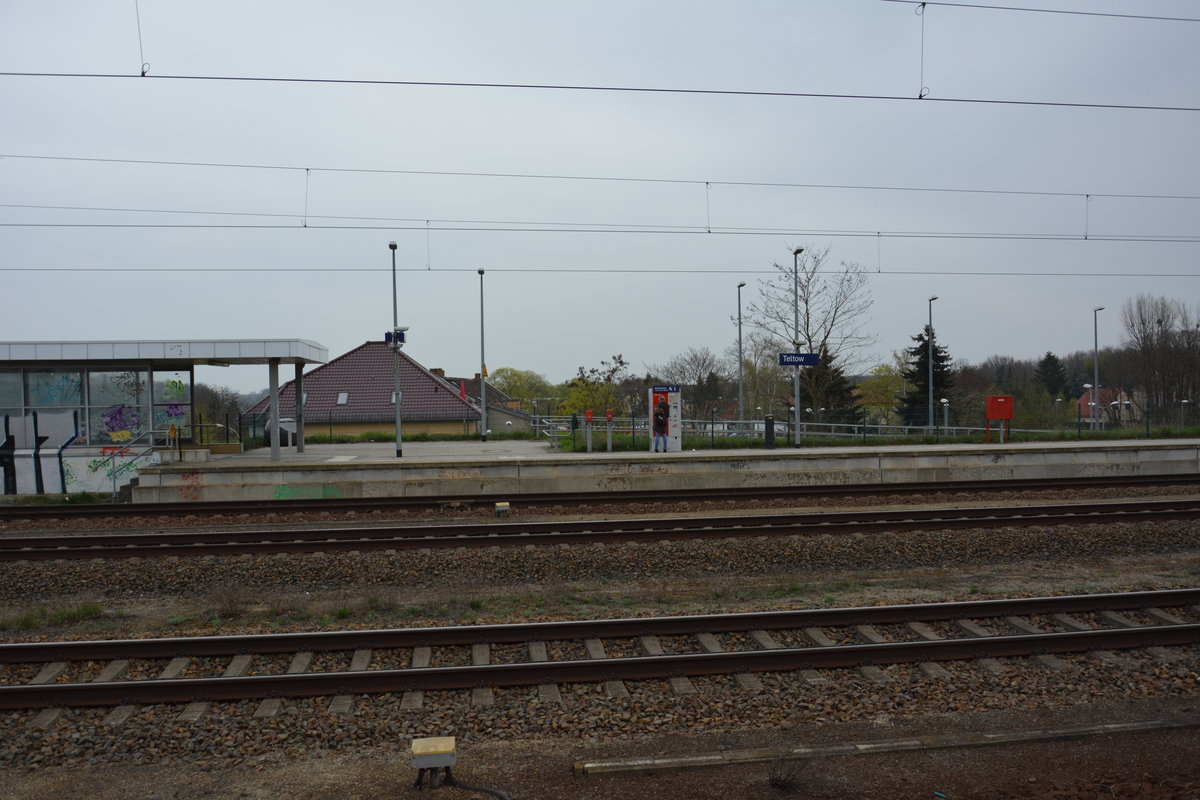 Blick auf den Bahnhof Teltow. Aufgenommen am 12.04.2016.

