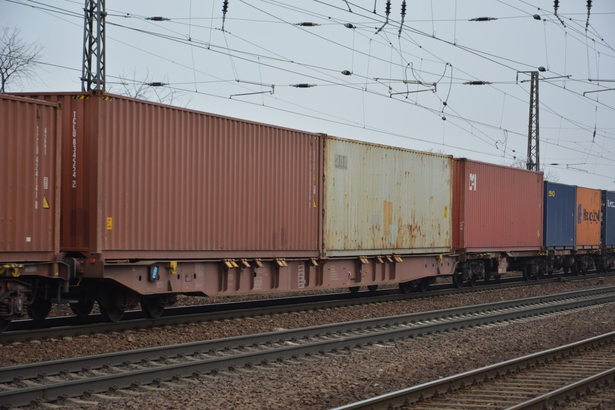 Blick auf Güterwagen in Saarmund am 12.02.2015.