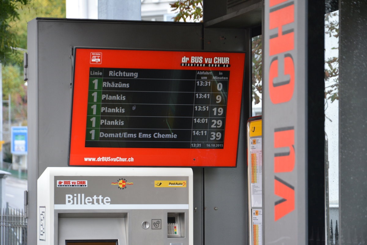 Bushaltestelle, Chur Malteser. Aufgenommen am 16.10.2015.
