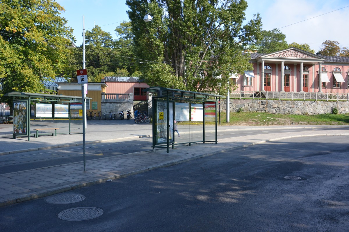 Bushaltestelle Skansen aufgenommen am 18.09.2014 Stockholm.