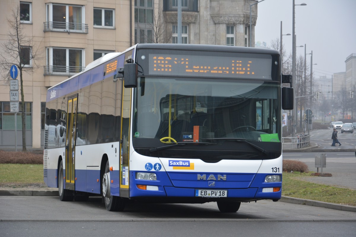 EB-PV 18 (MAN Lion's City ) steht am 18.02.2015 in Leipzig am Hauptbahnhof. 