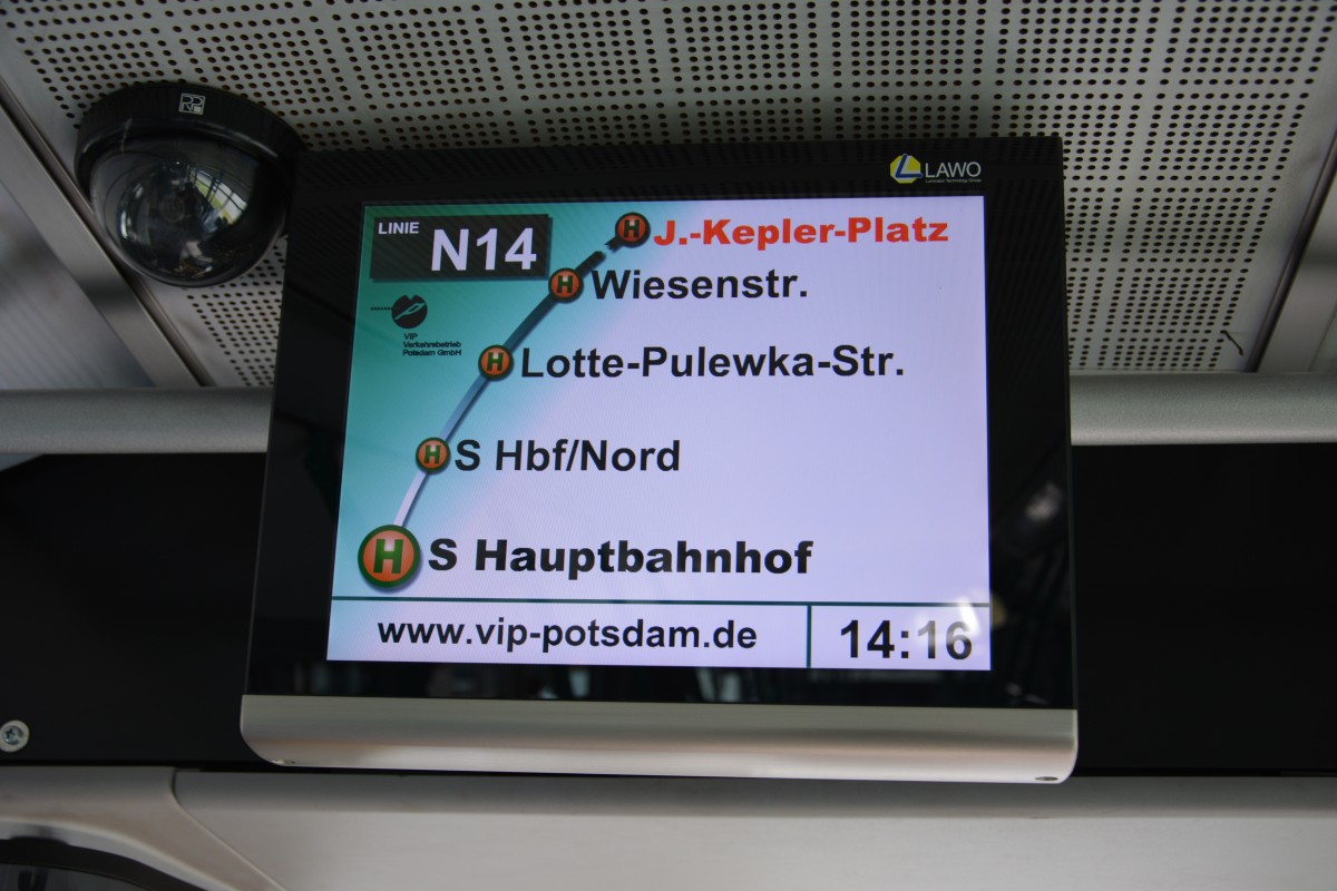Fahrgast Information im Mercedes Benz Citaro der VIP (P-AV 947). Aufgenommen am 11.05.2015.