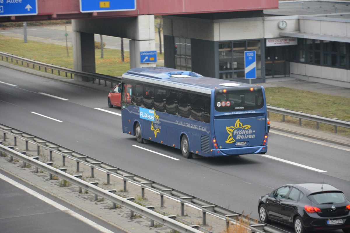 Frlich-Reisen unterwegs mit dem Crossway (KS-F 6070) fr FlixBus Richtung Berlin ZOB. Aufgenommen am 15.11.2014, A 115 Dreilinden.