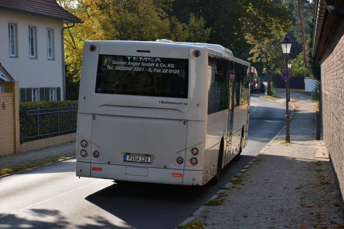P-GA 128 (Temsa Tourmalin) auf SEV fahrt für die Berliner S-Bahn am 05.09.2014. Aufgenommen Neue Kreisstraße Berlin/Kohlhasenbrück.
