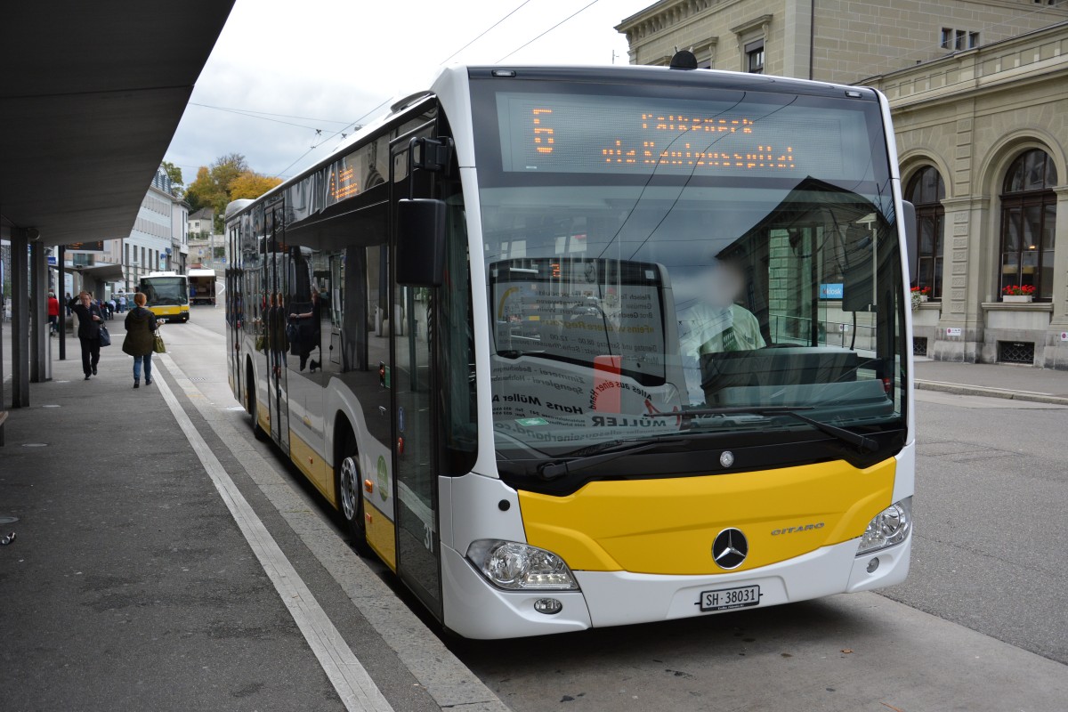 SH-38031 (Mercedes Benz Citaro der 2. Generation) wurde am 07.10.2015 in Schaffhausen (Bahnhofstrasse) aufgenommen.
