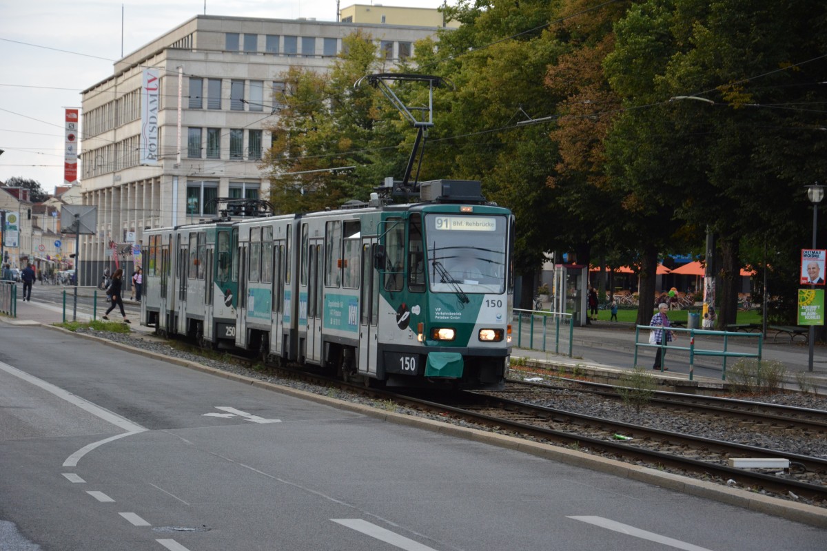 Tatra (150+250) auf der Linie 91 zum Bahnhof Rehbrcke unterwegs. Aufgenommen am 15.08.2014.