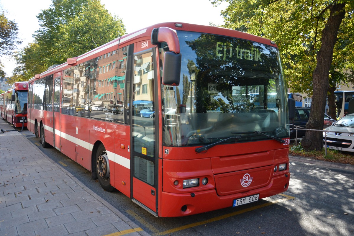 TBM 508 (Volvo 8500) abgestellt an der stra station Stockholm am 18.09.2014.
