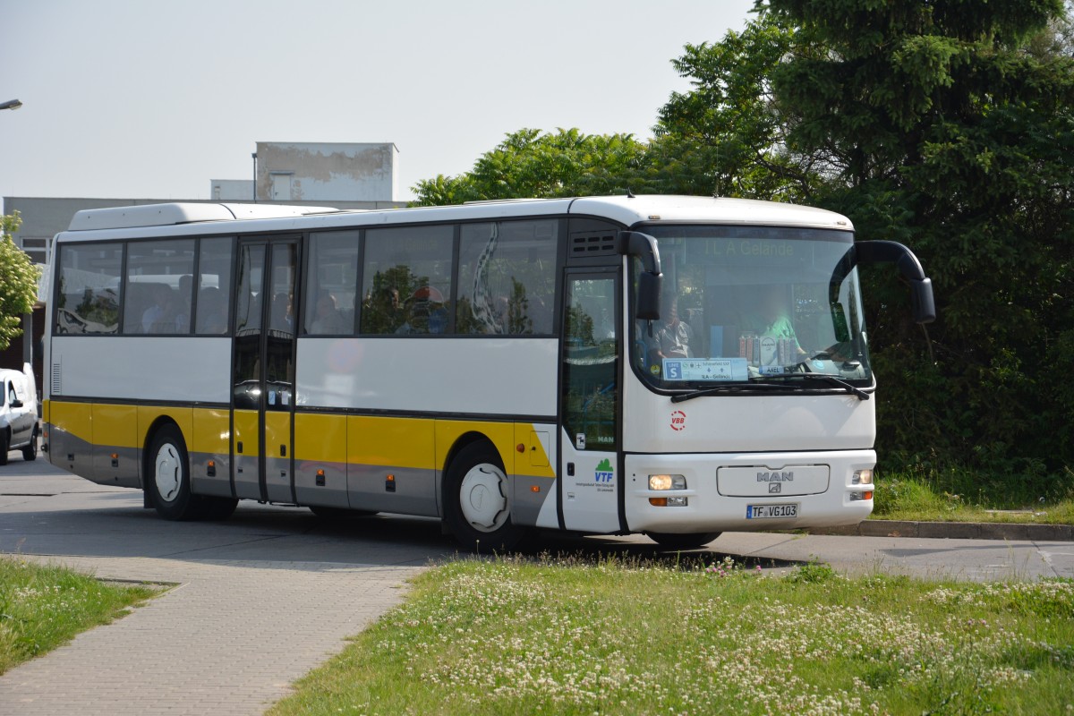 TF-VG 103 auf der Linie S zum ILA Gelände unterwegs. Aufgenommen am 23.05.2014.