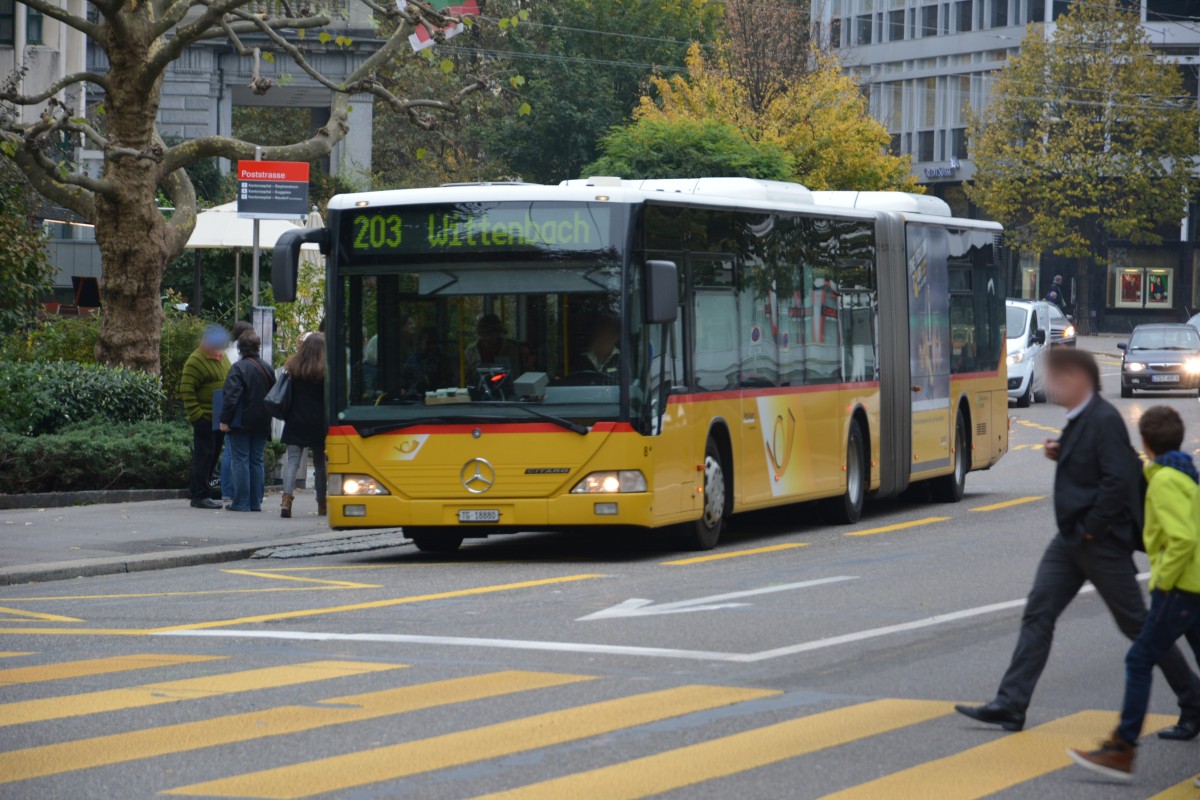 TG-18880 fährt am 14.10.2015 auf der Linie 203. Aufgenommen wurde ein Mercedes Benz Citaro G / St. Gallen.