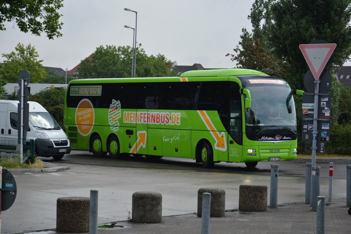 WES-MV 710 kommt als Leerfahrt zum ZOB Berlin. Aufgenommen am 08.07.2014.