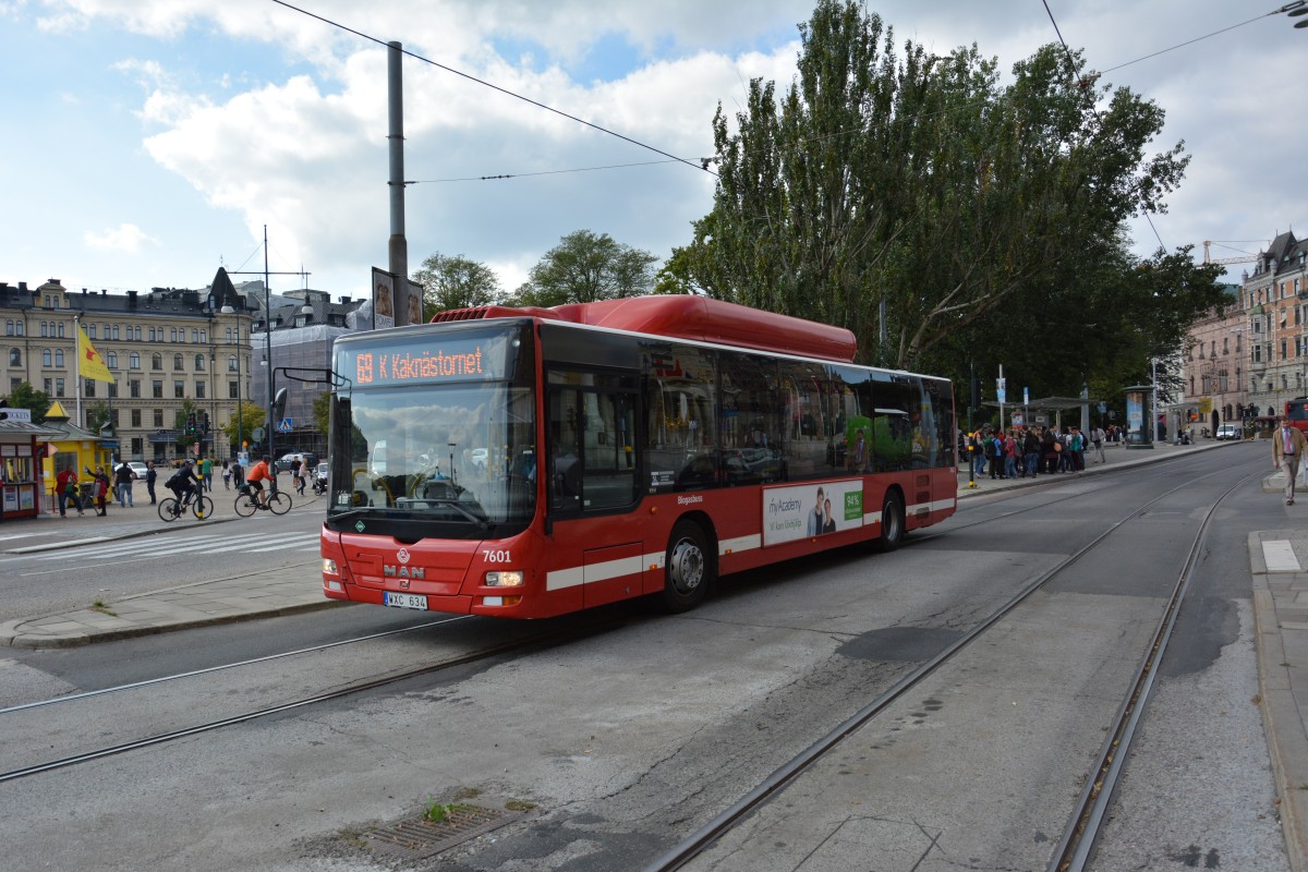 WXC 634 (MAN Lion's City) fhrt am 16.09.2014 auf der Linie 69. Aufgenommen Strandvgen Stockholm.