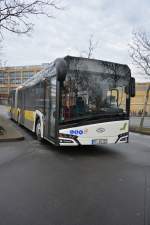 Dieser Bus ist neu bei der VTF (TF-VG 121) und wurde am 06.02.2016 am Hauptbahnhof in Potsdam gesichtet. Aufgenommen wurde ein neuer Solaris Urbino 18.
