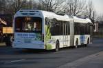 Heute 16:39 (09.03.2015) Testbus Volvo 7900 Hybrid-Gelenkbus ist jetzt unterwegs auf der Linie 690 zum Kepler-Platz in Potsdam.
