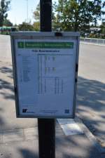 Am Busbahnhof von Nyköping fährt die Linie 1. Hier zu sehen der Fahrplan. Aufgenommen am 07.09.2014.