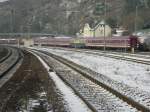 Ein Sonderzug bereit gestellt von Euroexpress und Rheingold Zug in Linz am Rhein am 3.12.10.