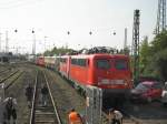 Museuems Lokzug mit 115 152-1,110 223-5,110 348-0,E10 1239,113 311-0,110 300,181 206-4, E40 128 und als Schublok 218 137 in Koblenz L�tzel am 21.5.2011.