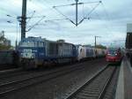 G2000 BB (V206) + 705 von (WLC) Wiener Lokalbahn Cargo mit einem Getreidezug bei der Durchfahrt in K�ln-Ehrenfeld am 22.10.2010.