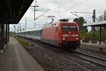 Am 15.05.2016 zieht diese BR 101 (101 132-9) den EuroCity 177 nach Bad Schandau.