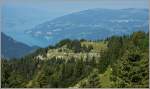 Ausblick vom Wanderweg zur Schynige Platte bei Stepfegg auf den Thunersee und Umgebung.